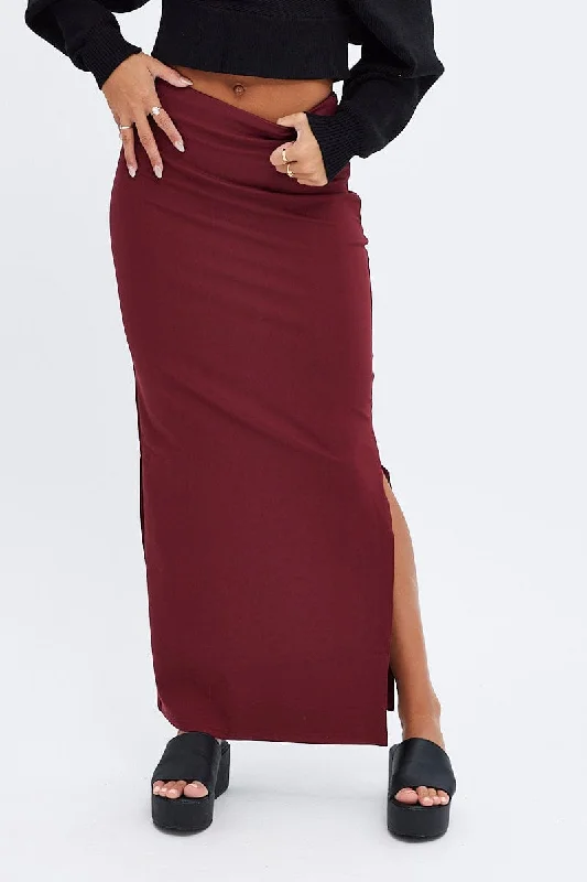 Women's Clothes For Special Occasions Purple Maxi Skirt Low Rise Ponte