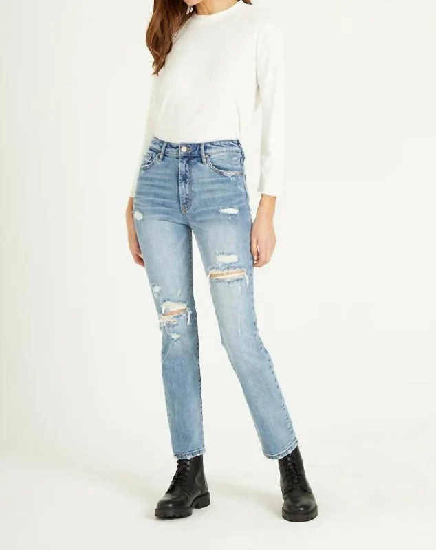 Women's Everyday Attire Frankie Distressed Straight Jeans In Belgrade