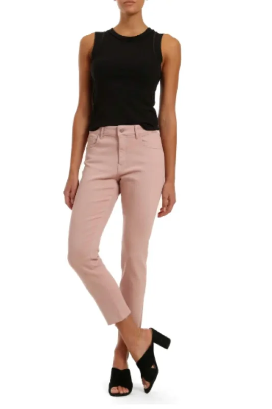 Stylish Women's Attire Viola Raw Ankle Straight Leg Jeans In Pale Pink