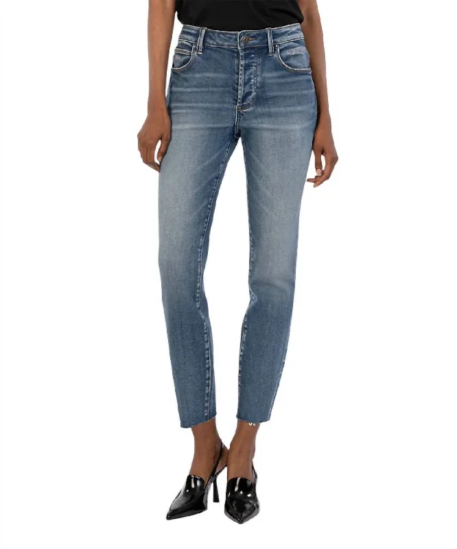 Women's Luxury Attire Charlize High Rise Cigarette Jean In Self Wash With Dark Stone