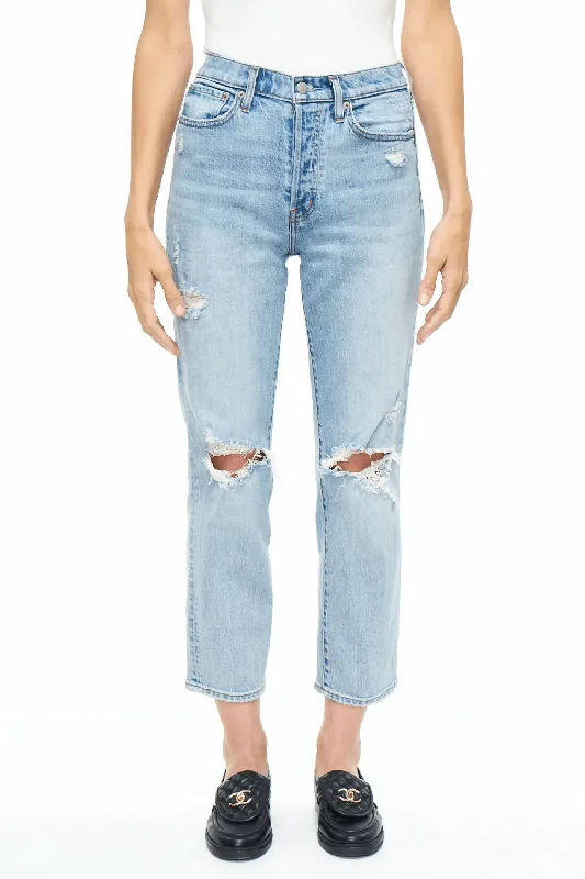 Women's Weekend Outfit Charlie High Rise Straight Jean In Bali Distressed