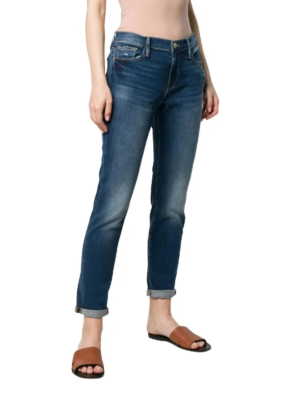 Women's Luxury Apparel Le Garcon Rolled Raw After Jeans In Azur