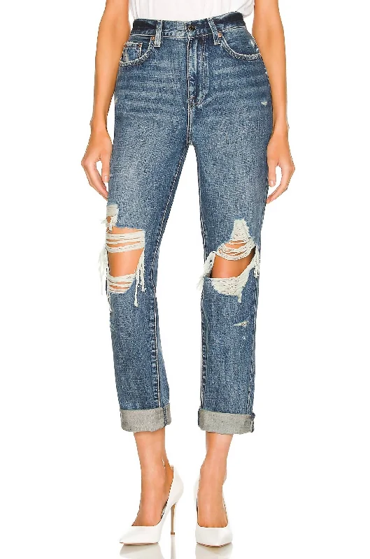 Women's Online Boutique Presley High Rise Relaxed Roller Jean In Eternal Destructed