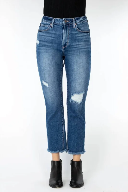 Women's Classic Outfit Cropped Straight Leg Jeans In Blue