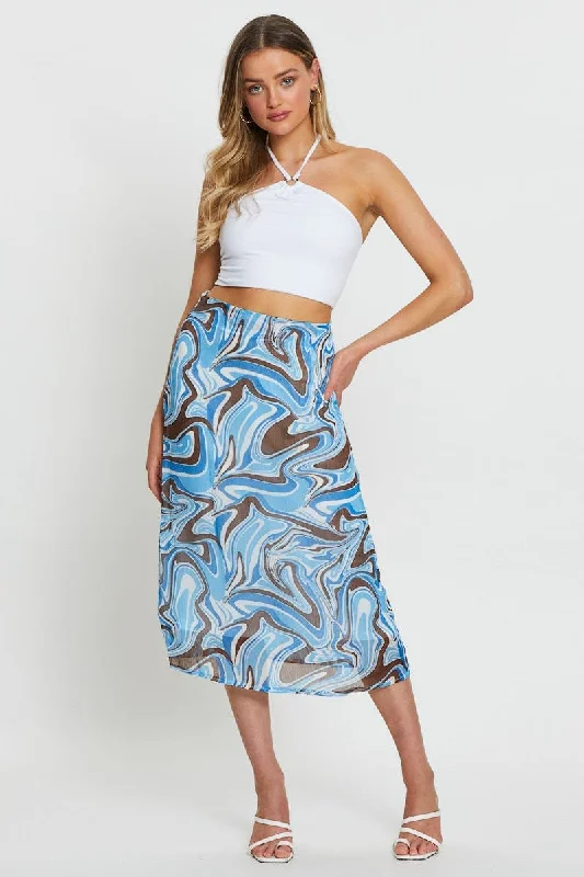 Women's Street Style Casual Wear Print Midi Skirt Relaxed