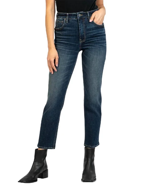 Women's Evening Wear Attire Elizabeth High Rise Straight Leg Jean In Resounding