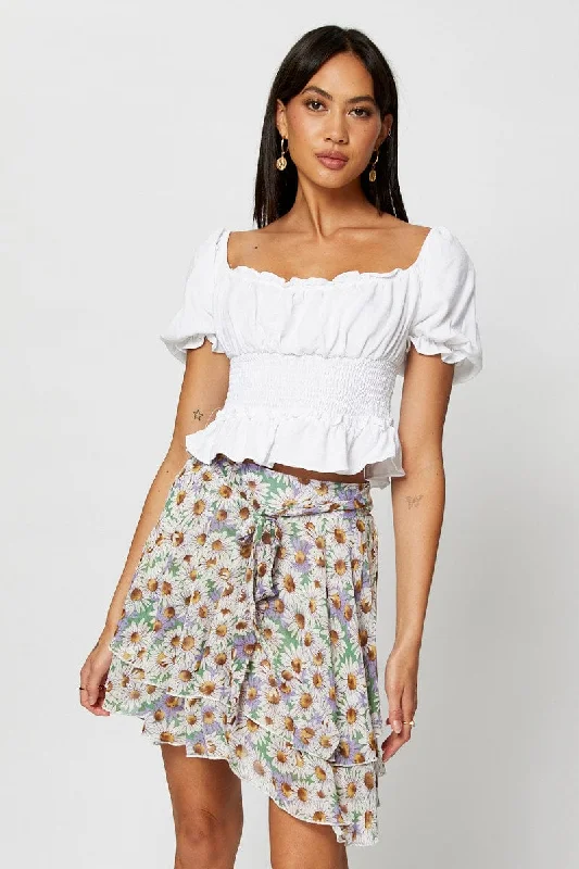 Easygoing Women's Style Print Skater Skirt