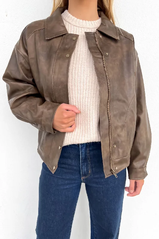 Women's Evening Wear Samuel Leather Bomber Brown