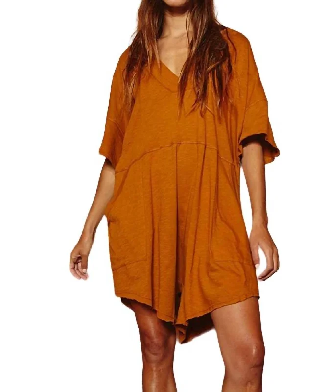 Timeless Women's Clothing Maya Oversized Romper In Camel