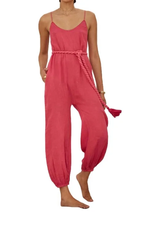 Women's Travel Garments Balloon Jumpsuit In Rose