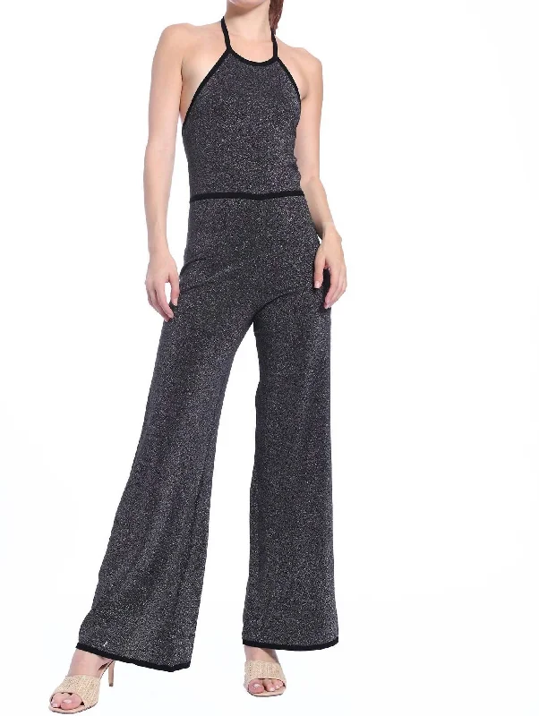 Women's Clothing Sale Lurex Halter Jumpsuit In Black