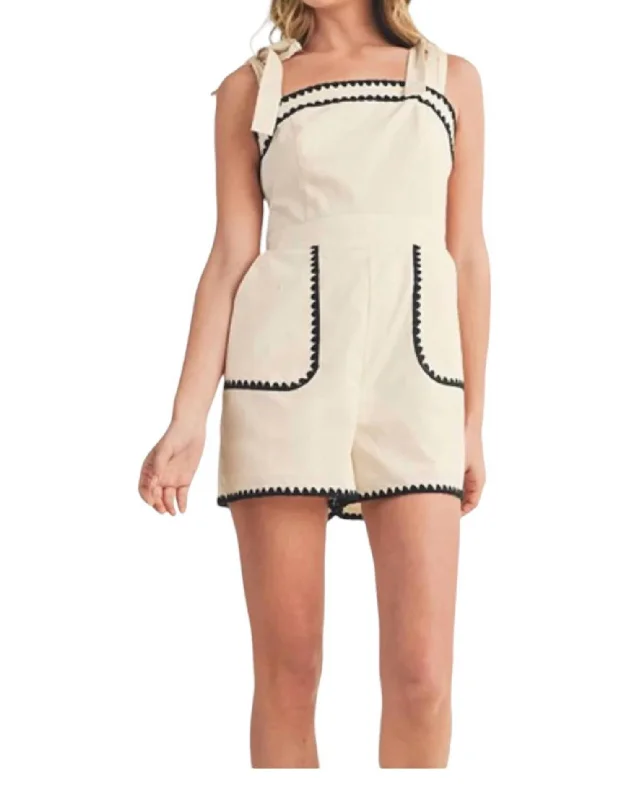 Casual Clothing For Women Ric-Rac Detailed Romper In Oatmeal Black