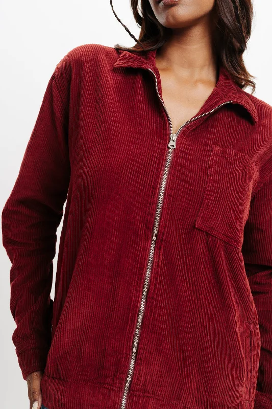 Comfortable Garments For Women Red Corduroy Jacket