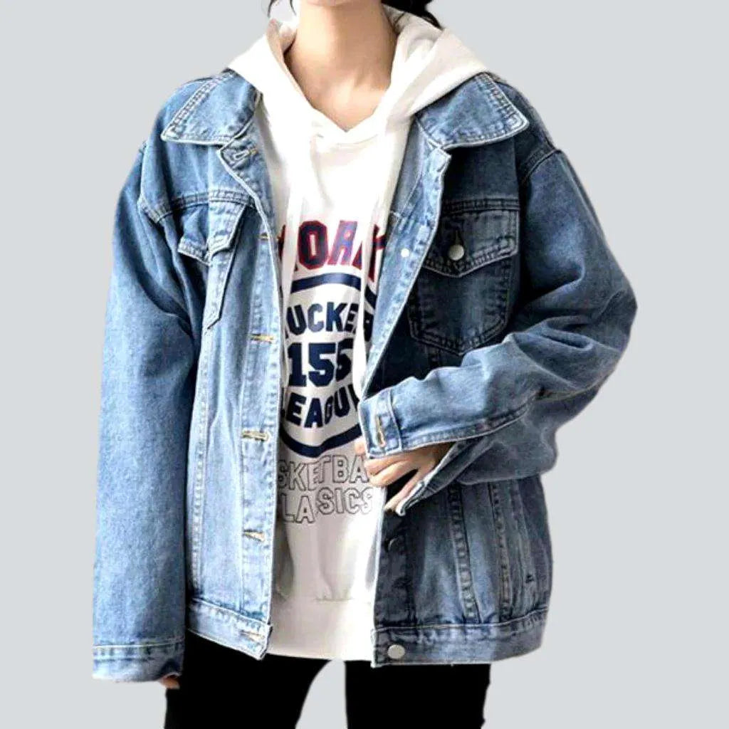 Women's Trendy Casual Outfit 90s light-wash denim jacket
 for ladies