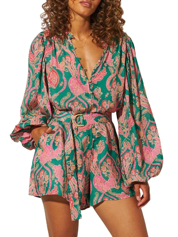 Bundle Offer Talitha Playsuit In Emerald Paisley