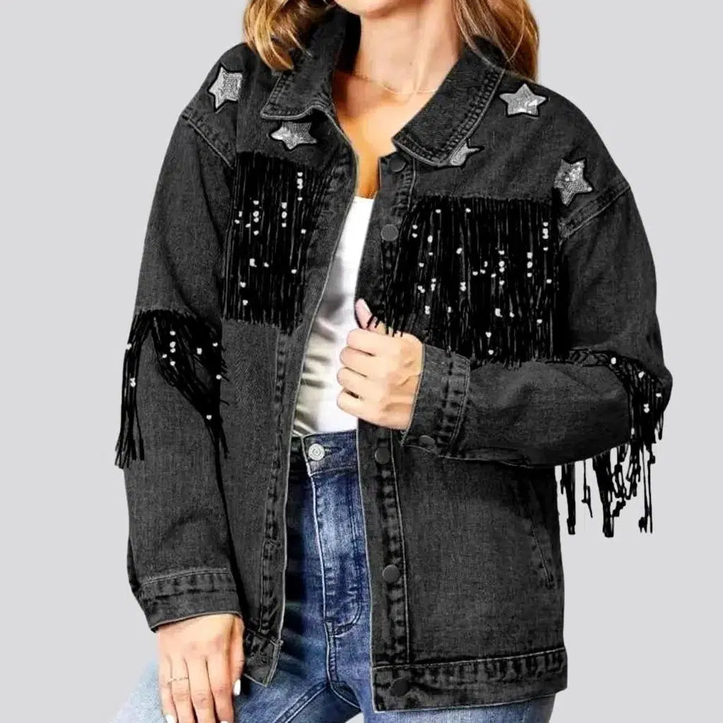 Women's Outdoor Activity Garments Stars-embroidery women's denim jacket