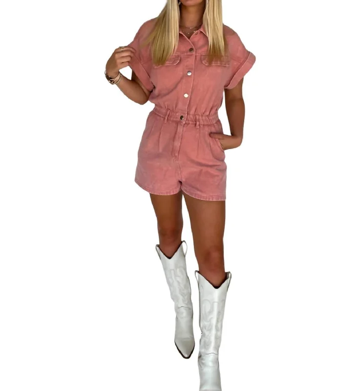 Women's Festive Attire Quinn Vintage Denim Romper In Blush