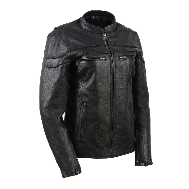 Stylish Women's Attire Milwaukee Leather SH8011 Women's Black Leather Sporty Scooter Crossover Biker  Jacket