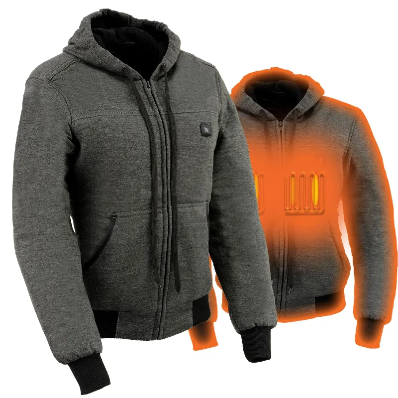 Plus Size Women Wear Nexgen Heat MPL2713SET Women Grey 'Heated' Front Zipper Fiery Hoodie Jacket for Outdoor Activities w/ Battery Pack