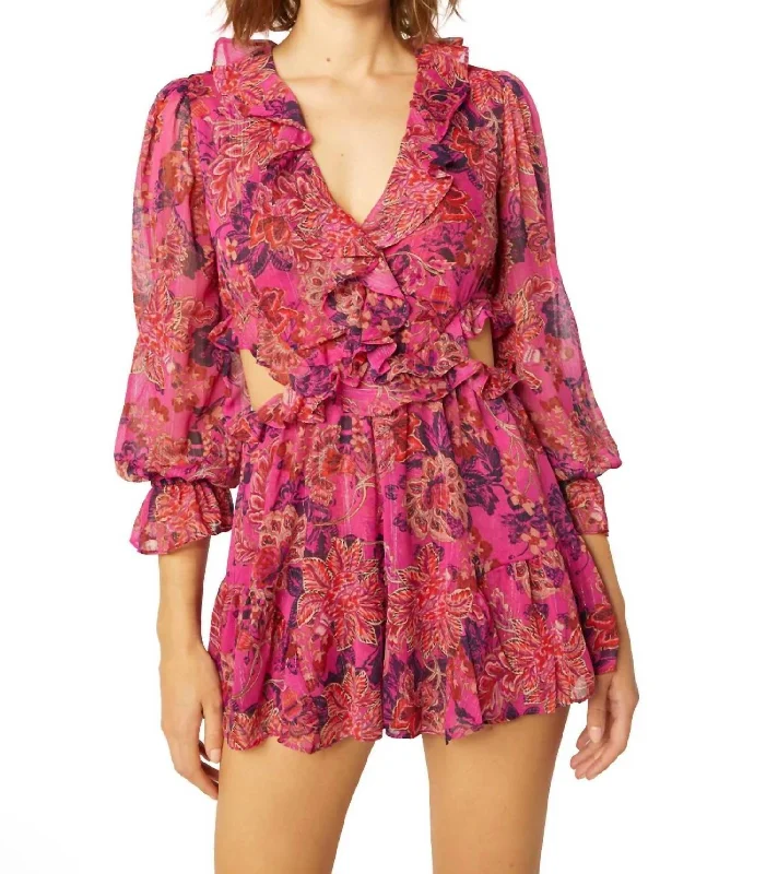 Vintage-Inspired Women's Clothes Azalea Romper In Fuchsia