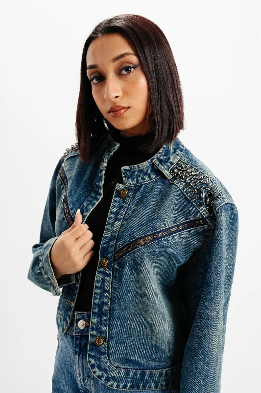 Contemporary Women's Clothing Urban Edge Denim Jacket