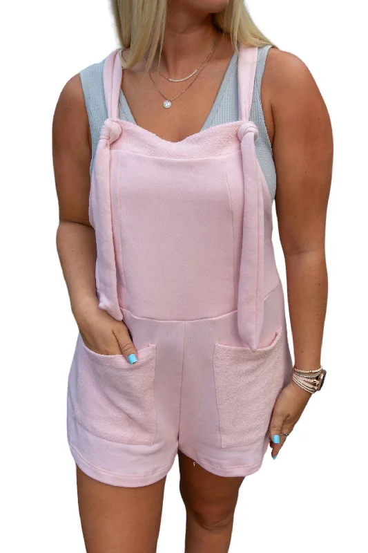 Affordable Luxury Women's Garments French Terry Overall Romper In Blush