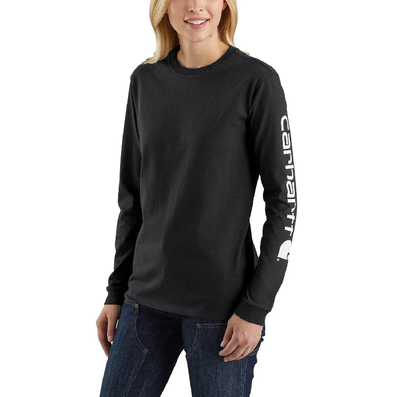 Sale Clearance Carhartt Women's Heavyweight Long Sleeve Logo T-Shirt_Black