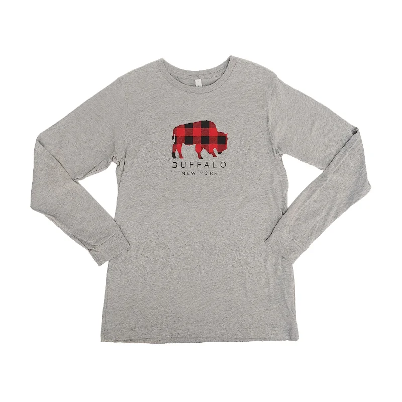 Women's Professional Outfit Buffalo Plaid Grey Long Sleeve Tee