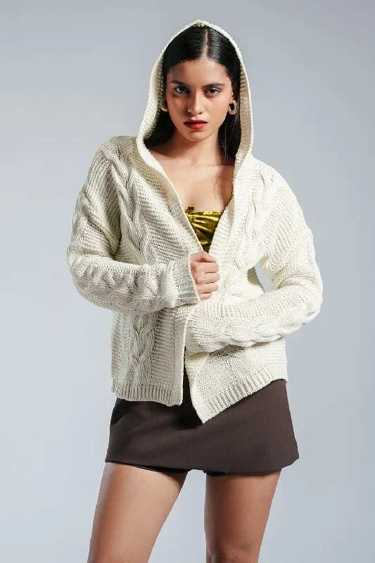 Women's Night-Out Outfit Snow Kissed White Knit Cardigan