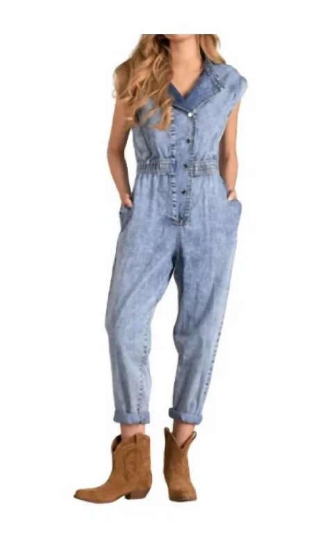 Women's Clothing Sleeveless Jumpsuit In Denim