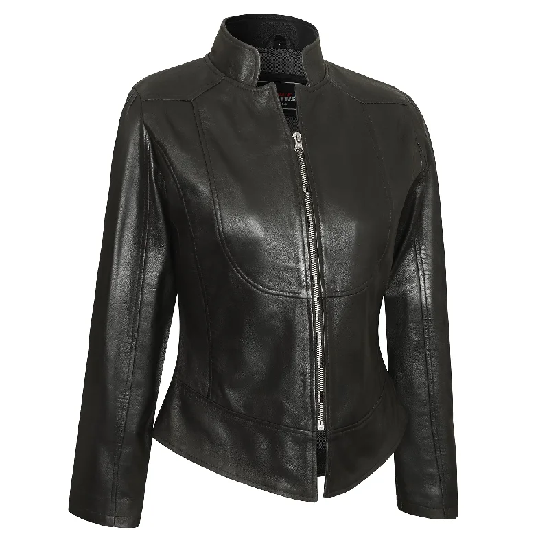 Women's Romantic Outfit VL650 Vance Leathers' Ladies Premium Soft Lightweight Black Fitted Leather Jacket