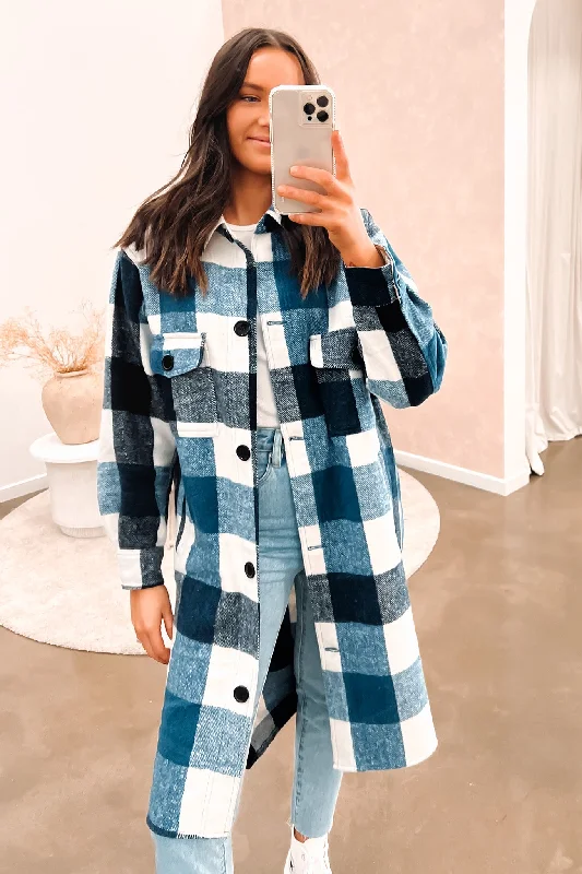 Casual Women's Clothing Online Indi Shacket Blue Check