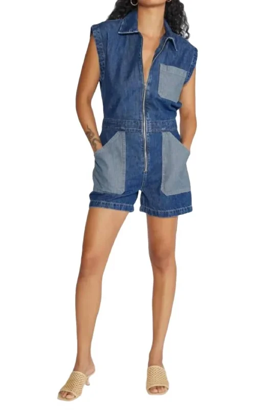 Women Clothes Samantha Utility Romper In Kaan Stripe