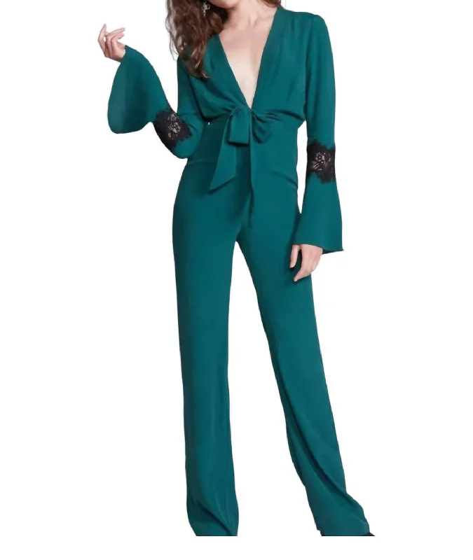 Comfortable Women's Attire Stevie Jumpsuit In Green And Black