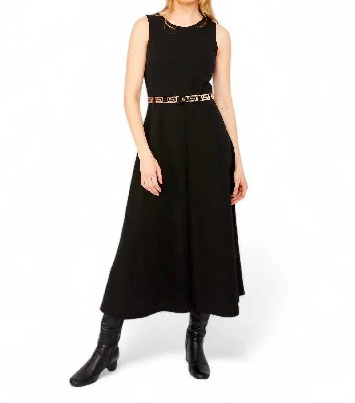 Women's Outerwear Attire Belted Full-Length Jumpsuit In Black