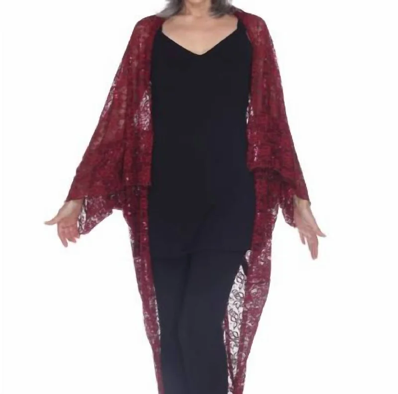 Classic Women's Clothing Styles Sasha Sequin 3-Way Wrap Coverup In Burgundy