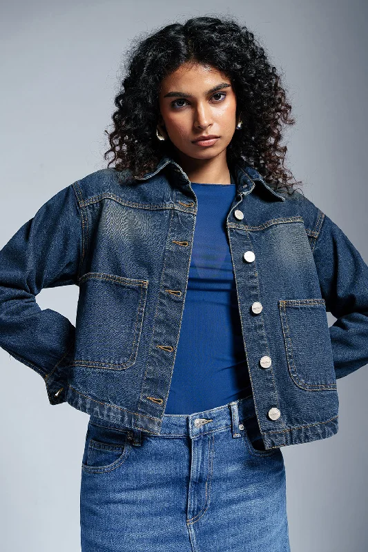 Vintage Clothing For Women Deep Blue Dream Denim Jacket