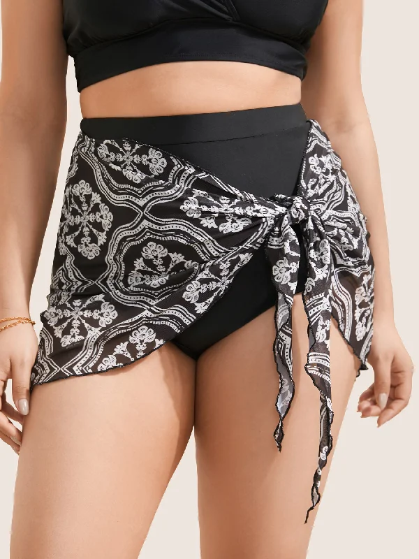 Women's Activewear for Exercise and Sports Bandana Print Patchwork Bowknot Swim Bottom