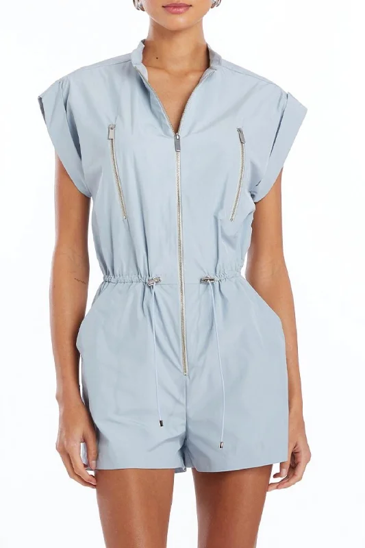 Elegant Women's Attire Neville Short Sleeve Romper In Aero