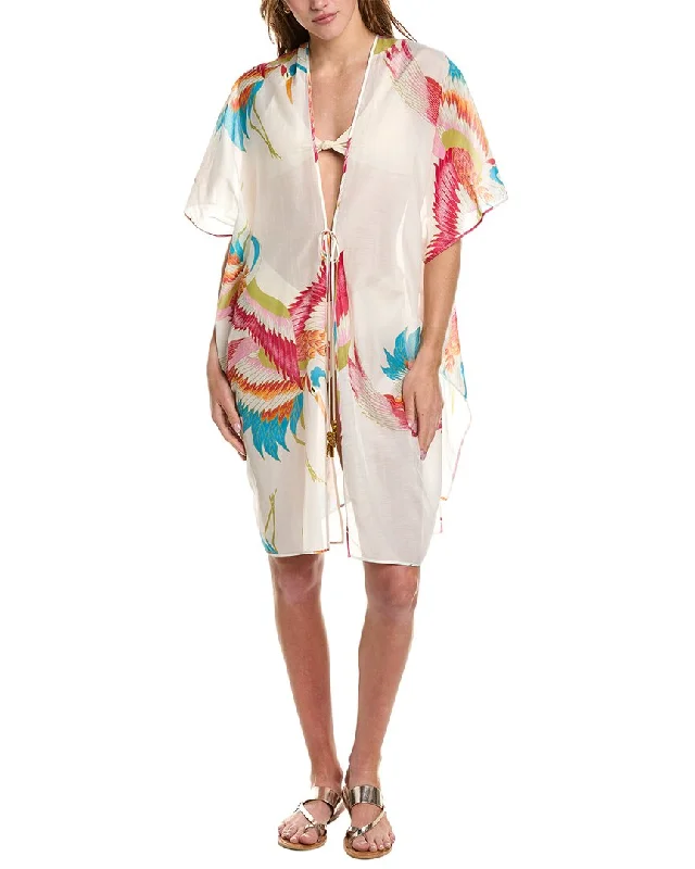 Trendy Women's Apparel Natori Crane Sheer Silk-Blend Cover-Up