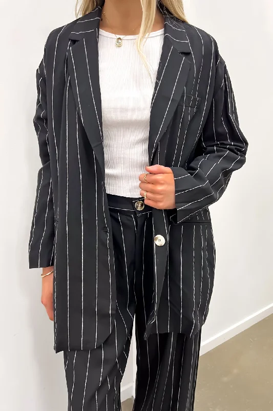 Affordable Fashion for Women Thea Blazer Black Pinstripe