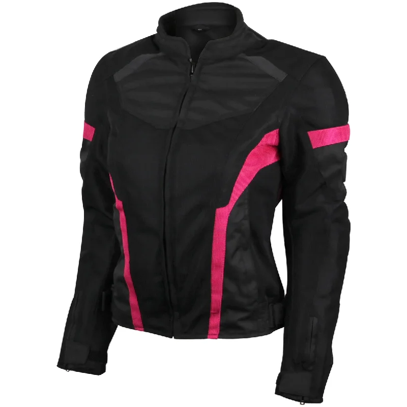 Casual Attire For Women VL1674P Womens Advanced 3-Season CE Armor Pink Mesh Motorcycle Jacket