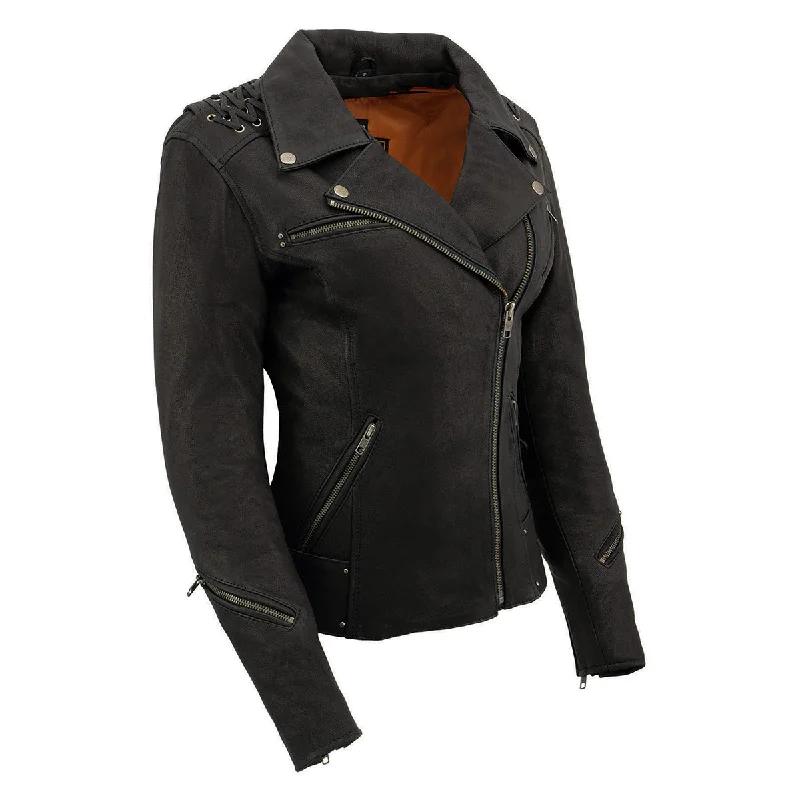 Women's Formal Event Outfit Milwaukee Leather MLL2525 Women's Black Leather Lightweight Lace to Lace Jacket