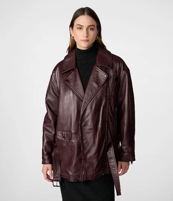 Online Clothing Boutiques Kim Oversized Leather Moto Jacket