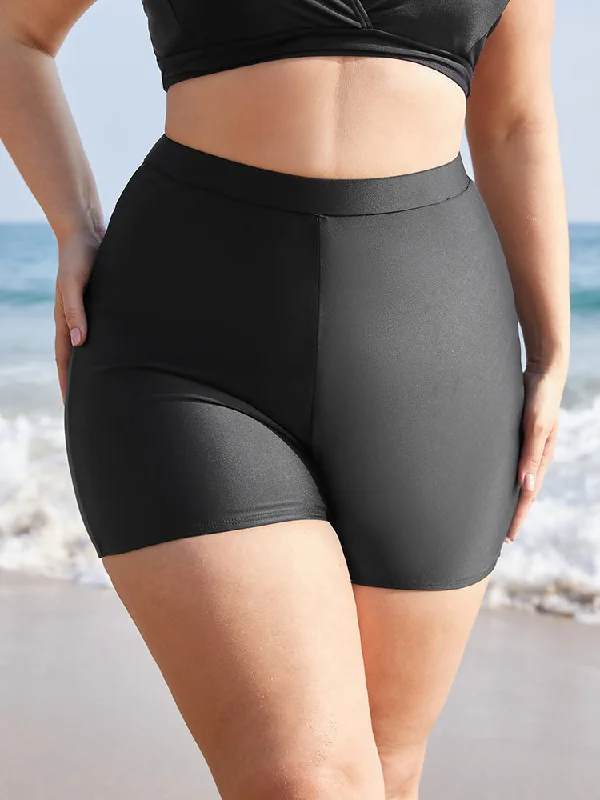 Women's Vintage-Inspired Clothing Plain Elastic Waist Swim Shorts