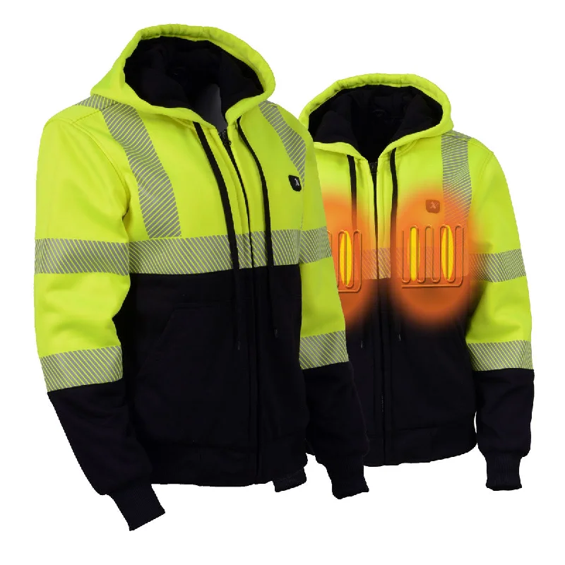 Chic Women's Clothing for Work and Travel Nexgen Heat MPL2773SET Women's Heated Hoodie High-Viz Reflective - Zipper Front Sweatshirt Jacket w/ Battery Pack