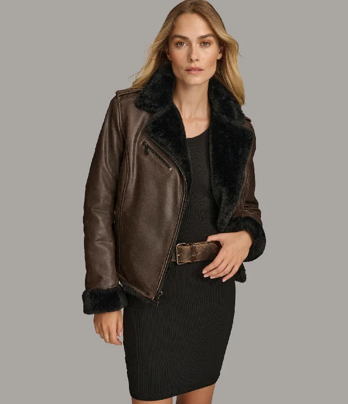 Affordable Luxury Women's Apparel Oaklynn Faux Shearling Moto