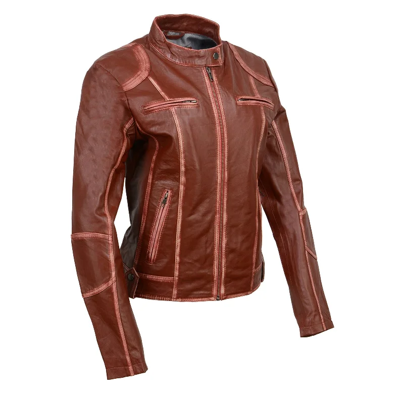 Easygoing Women's Style Milwaukee Leather SFL2830 Women's Maroon Sheepskin Scuba Style Fashion Leather Jacket