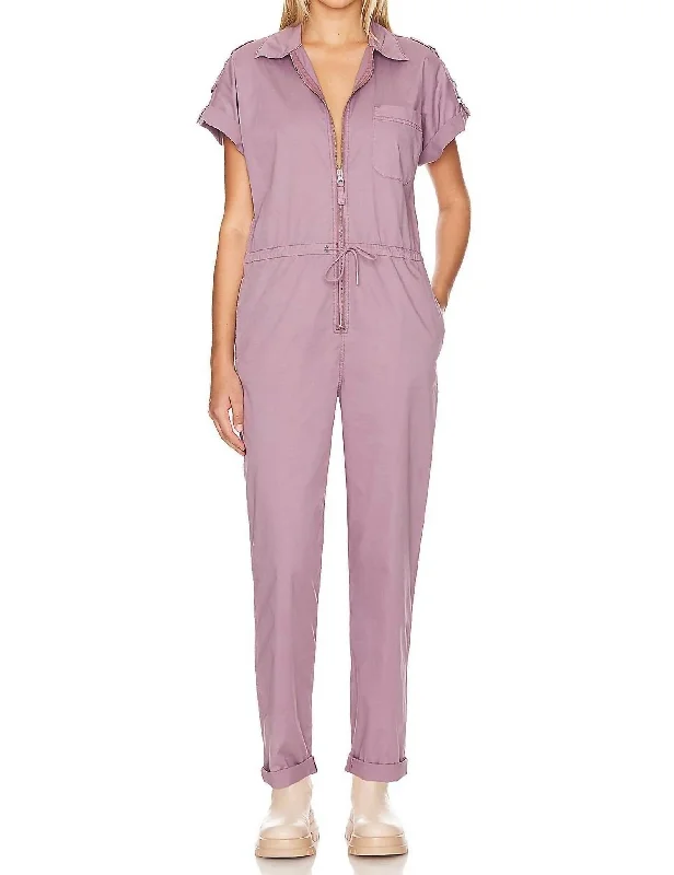 Women's Casual Wear Clothes Jordan Zip Front Jumpsuit In Lilac Dust