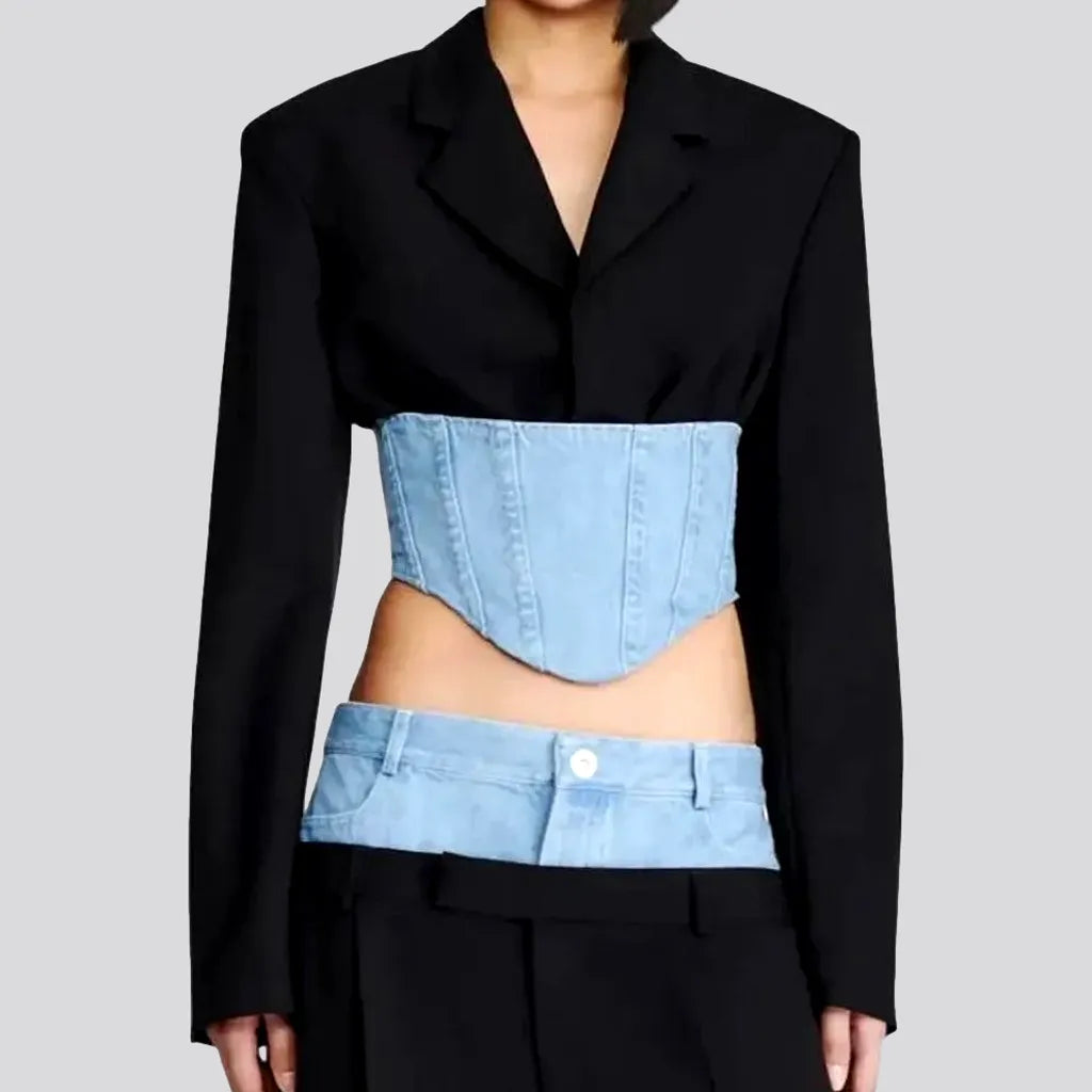 Clothes Woman Light pattern denim corset women's jeans blazer